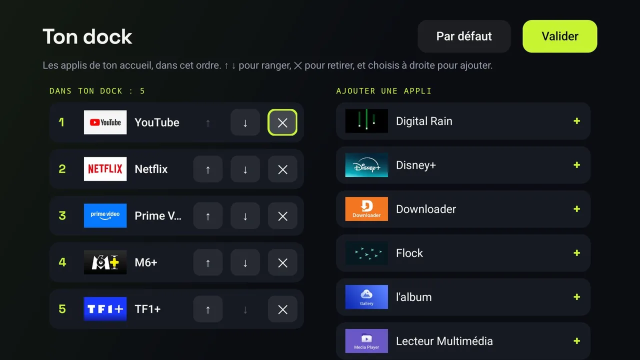 Choosing the dock's apps